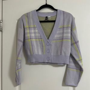 H&M purple cropped knit cardigan